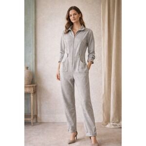 Shane Justin Runway Jumpsuit Women 3XL Gray Long Sleeve Stretch Comfort Staple